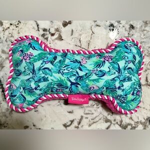 Lilly Pulitzer Seasalt Blue Barking Up the Palm Tree Bone Shaped Dog Toy